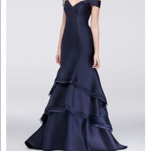 Satin Navy Blue Prom Dress